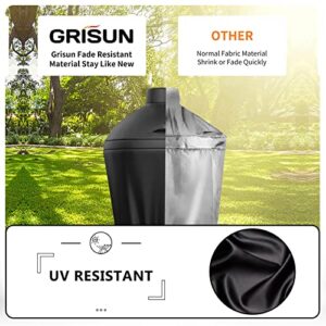 Grisun Grill Cover for Kamado Joe Classic Joe 18 inch Grill, Anti-Fade Waterproof Grill Cover for Large Big Green Egg and Char-Griller, Replacement Cover for KJ-GC23BWFS, Special Zipper Design, Black