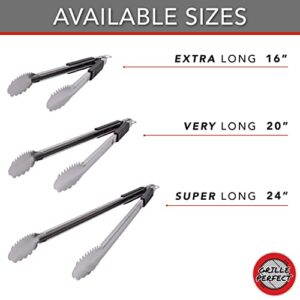 Grill Tongs Very Long 20-inch Heavy Duty for BBQ and Grilling | Extra Long Stainless Steel Grilling Tongs for Outdoor Grill and Kitchen Cooking | Long Metal Tongs with Safety Hand Grips