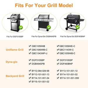 Hisencn Grill Grates and Grill Heat Plates for Dyna Glo Grill Replacement Parts DGF510SBP, DGF510SSP, DGF510SSP-D, Porcelain Steel Grill Heat Shields, Cast Iron Cooking Grid For Backyard Grill BY12-08