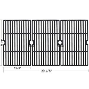 Hisencn Grill Grates and Grill Heat Plates for Dyna Glo Grill Replacement Parts DGF510SBP, DGF510SSP, DGF510SSP-D, Porcelain Steel Grill Heat Shields, Cast Iron Cooking Grid For Backyard Grill BY12-08