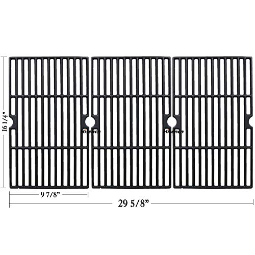 Hisencn Grill Grates and Grill Heat Plates for Dyna Glo Grill Replacement Parts DGF510SBP, DGF510SSP, DGF510SSP-D, Porcelain Steel Grill Heat Shields, Cast Iron Cooking Grid For Backyard Grill BY12-08