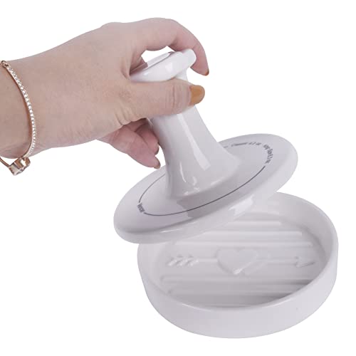 Vencer Mother's Day Present 5 inches Ceramics Hamburger Press Patty Maker and Squeeze Grease, Burger Mold Ring with 100 Patty Papers,White,VPG-001W