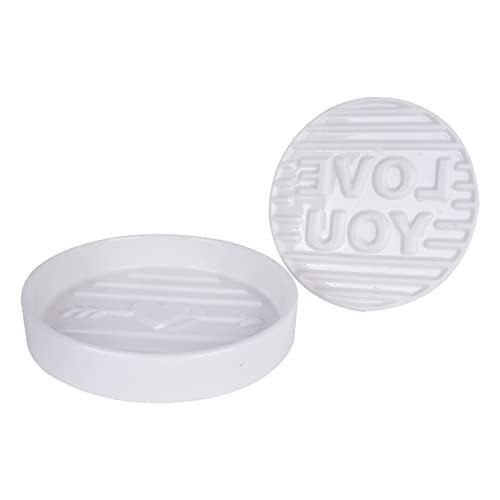 Vencer Mother's Day Present 5 inches Ceramics Hamburger Press Patty Maker and Squeeze Grease, Burger Mold Ring with 100 Patty Papers,White,VPG-001W