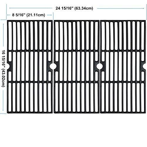 BBQ Grill Grate 16 15/16-inch Matte Cast-Iron Cooking Grates Replacement 3-Pack for Charbroil 463251505, 463251605, 463250509, Broil King Centro Master Chef Gas Grills etc