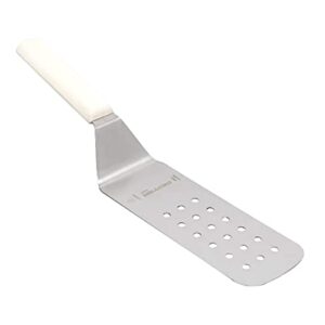 dexter stainless steel perforated turner with white polypropylene handle – 8″l blade