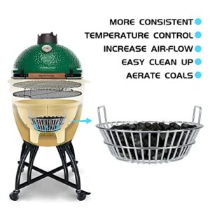 Charcoal Basket,14 Inches Stainless Steel Ash Basket Big Green Egg Accessories, Grill Ash Basket Fits for Big Green Egg Large