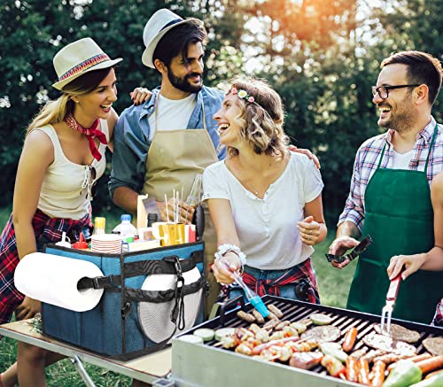 Large Grill and Picnic Caddy, Equipped with Paper Towel Holder, Condiments, Barbecue Utensils, Plate, Easy Carry Griddle Caddy, Must Haves for Outdoors Tailgating Accessories, Camper, Travel, Car, RV