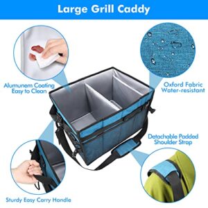 Large Grill and Picnic Caddy, Equipped with Paper Towel Holder, Condiments, Barbecue Utensils, Plate, Easy Carry Griddle Caddy, Must Haves for Outdoors Tailgating Accessories, Camper, Travel, Car, RV