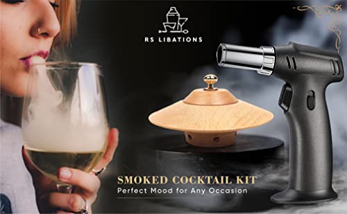 Cocktail Smoker Kit with Torch - Wood Chips, Ice Stones & Torch for Smoke Infused Whiskey Making - Gifts for Men Who Have Everything - Bartender Mixology Accessories Gift Set (Butane Not Included)