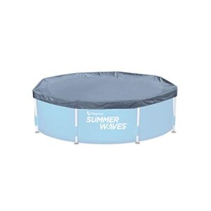 summer waves p520800f0 8 foot wide diameter active frame above ground round debris dirt insect pool cover, grey (cover only)