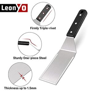 Leonyo 17 PCS Griddle Accessories, Stainless Steel BBQ Grill Accessories Tools with Hamburger Spatula Basting Cover Scraper Tongs, Metal Spatula Set for Outdoor Cast Iron Flat Top Teppanyaki Hibachi