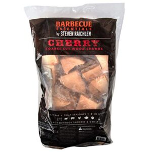 Steven Raichlen's Project Smoke Smoking Wood Chunks (Cherry)  - 5 Pound Bag Kiln Dried BBQ Large Cut Chips- All Natural Barbecue Smoker Chunks- 420 cu. in. (0.006m³) (May Receive in a Bag or Box)