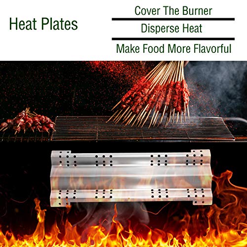 Damile Grill Heat Plates Shield Burner covers BBQ Gas Grill Replacement Parts, Grill Heat Tent Flame Tamer Grill Plates for Gas Grill Brinkmann Charmglow 810-7450-S, 810-7451-F, 810-8500-S, 810-8530-S