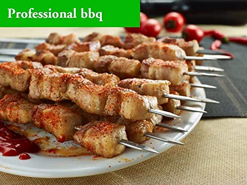 Killer's Instinct Outdoors Flat Metal Grilling Skewers Wider Thicker Stainless Steel Reusable BBQ Sticks Barbecue Skewers 14’’0.16’’0.05’’ Set of 24 Barbecue Sticks Metal Kebab Skewers For Grilling