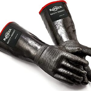 RAPICCA BBQ Gloves,14IN 700℉ Heat Resistant For Grill,Smoker,Cooking,Pit,Barbecue,Textured Palm Handle Greasy Food on Your Fryer,Grill,Oven Without Slip,Waterproof,Oil Resistant,Very Easy to Clean(XL)