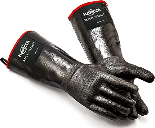 RAPICCA BBQ Gloves,14IN 700℉ Heat Resistant For Grill,Smoker,Cooking,Pit,Barbecue,Textured Palm Handle Greasy Food on Your Fryer,Grill,Oven Without Slip,Waterproof,Oil Resistant,Very Easy to Clean(XL)