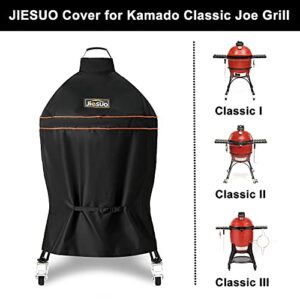 Jiesuo Kamado Grill Cover for Kamado Joe Classic Charcoal Grills, Grill Accessories for Kamado Joe, Heavy Duty Waterproof Grill Cover