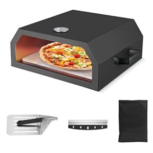 livosa outdoor pizza oven, 12″ pizza stone – portable gas pizza oven for backyard camping scenes ect, stainless steel pizza grill built-in thermometer(18.3”l x 17.4”w x 18.11”h)