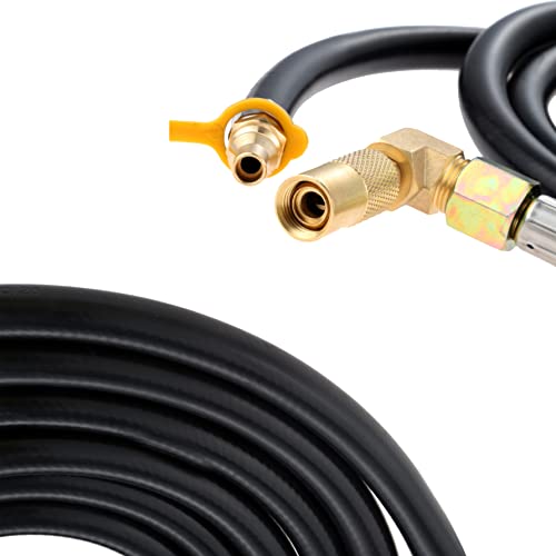 Aupoko Propane Elbow Adapter with Extension Hose, 12 FT Propane Quick Connect Propane Hose RV to Grill for Blackstone 17" and 22" Griddle, Quick Connect Hose for Rv Grill Camp Stove Portable Fire Pit