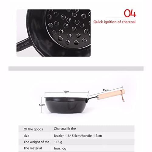 Chimney Charcoal Starter Pot Barbeque BBQ Grill with Wood Handle Portable Charcoal Brazier