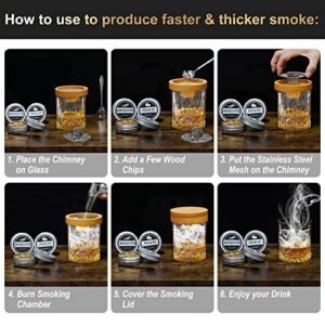 Cocktail Smoker Kit with 4 Flavors Wood Chips - Infuse Bourbon Whiskey Old Fashioned Chimney Drink Smoker Kit - Gift for Whiskey Lovers, Dad, Husband, Men