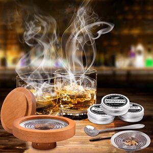 Cocktail Smoker Kit with 4 Flavors Wood Chips - Infuse Bourbon Whiskey Old Fashioned Chimney Drink Smoker Kit - Gift for Whiskey Lovers, Dad, Husband, Men