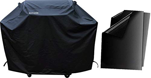 a1cover Grill Cover, Heavy Duty Waterproof Barbeque Grill Covers Fits Weber, Holland, Jenn Air, Brinkman, Char Broil, Medium 58" Included Grill Mat（Black