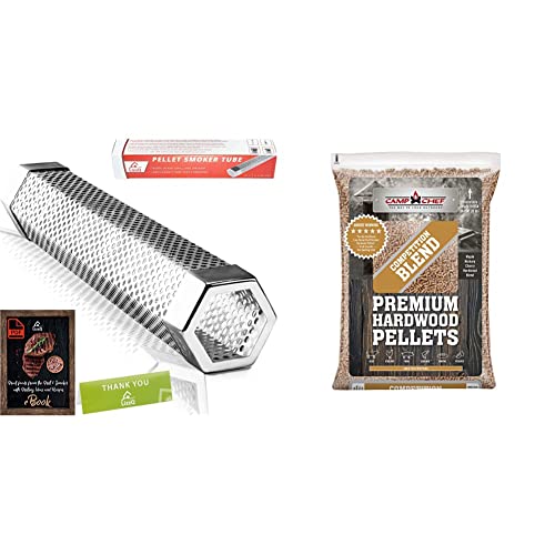 LIZZQ Premium Pellet Smoker Tube 12 inches & Camp Chef Competition Blend BBQ Pellets, Hardwood Pellets for Grill, Smoke, Bake, Roast, Braise and BBQ, 20 lb. Bag