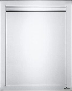 napoleon built-in component – bi-1824-1d – reversible single door, stainless steel, 18-inches wide by 16-inches tall, durable anodized aluminum handles, soft close hardware, napoleon stamp detail