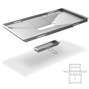 grease tray for gas grill – adjustable 24″-30″ universal grill replacement parts for dyna glo, nexgrill, expert grill, kenmore, bhg and more