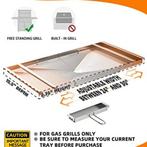 Grease Tray for Gas Grill - Adjustable 24"-30" Universal Grill Replacement Parts for Dyna Glo, Nexgrill, Expert Grill, Kenmore, BHG and More