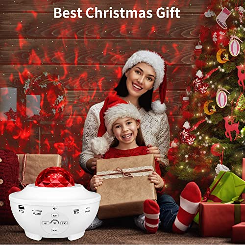 NAZHUA Star Projector,Galaxy Projector,Starry Night Lamp,Ocean Wave Projector Night Light w/ Music Player Bluetooth Speaker and Timer Remote Control Starlight for Birthday Christmas Gift, White