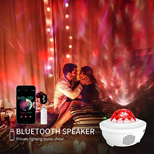 NAZHUA Star Projector,Galaxy Projector,Starry Night Lamp,Ocean Wave Projector Night Light w/ Music Player Bluetooth Speaker and Timer Remote Control Starlight for Birthday Christmas Gift, White