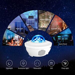 NAZHUA Star Projector,Galaxy Projector,Starry Night Lamp,Ocean Wave Projector Night Light w/ Music Player Bluetooth Speaker and Timer Remote Control Starlight for Birthday Christmas Gift, White