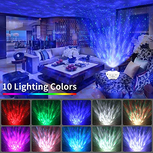 NAZHUA Star Projector,Galaxy Projector,Starry Night Lamp,Ocean Wave Projector Night Light w/ Music Player Bluetooth Speaker and Timer Remote Control Starlight for Birthday Christmas Gift, White