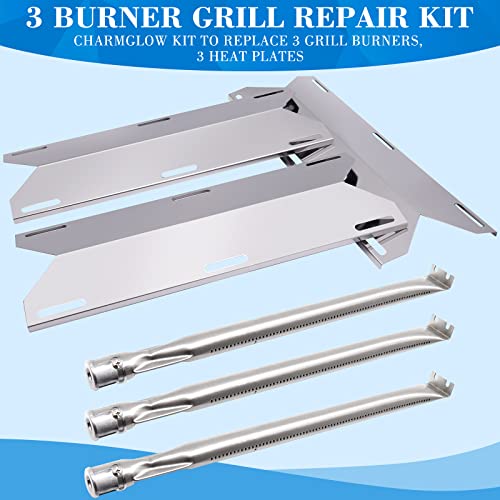 Hipoilk Replacement Parts for Charmglow 720-0036-HD-05 720-0230 Grill Parts for Nexgrill 720-0025 720-0083-04R Sterling Forge 720-0016, Stainless Steel Grill Burner Tube, Heat Plates Tent Shield