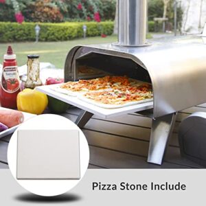 BIG HORN OUTDOORS 12 Inch Wood Pellet Burning Pizza Oven, Portable Stainless Steel Pizza Grill with Pizza Stone for Outside