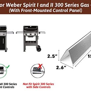 QuliMetal 15.3" Flavorizer Bars for Weber Spirit 300 and Spirit II 300, E310 E320 E330 S310 S320 S330 Series Gas Grills with Front Control Knobs,Grill Parts for Weber 7636, Stainless Steel