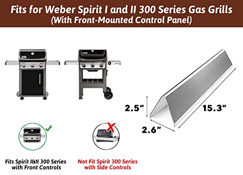 QuliMetal 15.3" Flavorizer Bars for Weber Spirit 300 and Spirit II 300, E310 E320 E330 S310 S320 S330 Series Gas Grills with Front Control Knobs,Grill Parts for Weber 7636, Stainless Steel