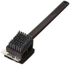 charcoal companion cc4151 plastic 2-in-1 safe scrub grill brush/long handle, black
