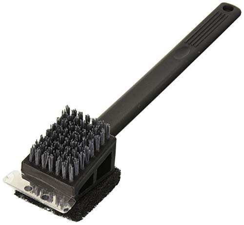 Charcoal Companion CC4151 Plastic 2-in-1 Safe Scrub Grill Brush/Long Handle, Black