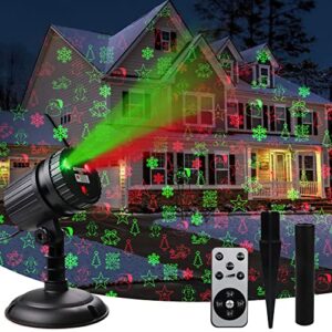 christmas projector lights outdoor, aluminum christmas laser projector lights ip65 waterproof landscape spotlight decorations stage lights with remote control lighting for holiday party garden house
