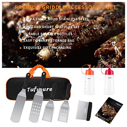 Griddle Accessories Kit,8 Pcs Flat Top Grill Accessories Set for Blackstone and Camp Chef,Multiple Size Spatula,Squeeze Bottle and Carry Bag Great for Outdoor BBQ and Camping