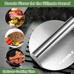 GWHOLE Bacon Sausage Burger Press Hamburger Sandwich Meat Patty Kibbeh Smasher Maker Mold For Flat Top Griddle Grill Cooker 304 Stainless Steel 5.5 inch Round