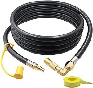 monkemon propane elbow adapter with extension hose, 12ft propane quick connect hose rv to grill for blackstone 17″ and 22″ griddle, lp quick connect hose rv grill for camp chef stove portable fire pit