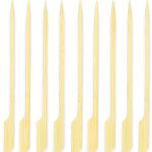 DecorRack 100 Natural Bamboo Paddle Picks, 6 inch Wood, Barbecue, Kabob Skewers for Grill, Appetizers, Fruit Sticks, Cocktails Picks (100 pack)