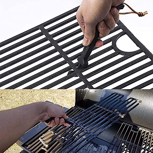 AJinTeby Grill Grate Lifter Cast Iron Universal Cooking Grid Lifter for Most Charcoal, Gas Grills BGE and Kamado Grills, Cast Iron Grate Lifter