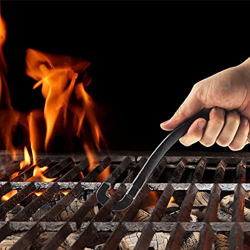 AJinTeby Grill Grate Lifter Cast Iron Universal Cooking Grid Lifter for Most Charcoal, Gas Grills BGE and Kamado Grills, Cast Iron Grate Lifter