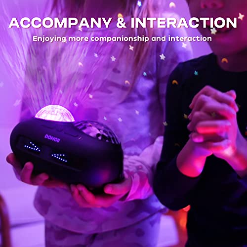 Dohoii Star Projector Galaxy Night Light for Kids, Ocean Wave Projector with Bluetooth Speaker & White Noise, Rechargeable Table Projection Lamp for Bedroom Ceiling Party - Pink