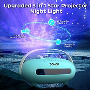 Dohoii Star Projector Galaxy Night Light for Kids, Ocean Wave Projector with Bluetooth Speaker & White Noise, Rechargeable Table Projection Lamp for Bedroom Ceiling Party - Pink